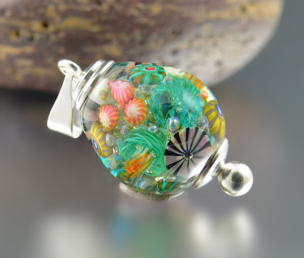KEY WEST REEF - encased murrini bead pendant
