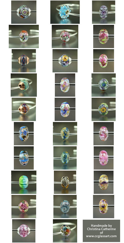 european charm bracelet beads, italian glass beads, murano beads, big hole beads, encased murrini beads, pandora beads, trollbeads, elf beads, biagi beads, chamilia beads, handmade glass beads