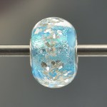 big hole lampwork blue glitter bead