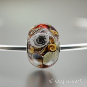 amber ivory encased murrini charm bracelet bead