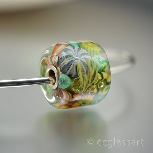 aqua turquoise blue green encaesd murrini charm bead