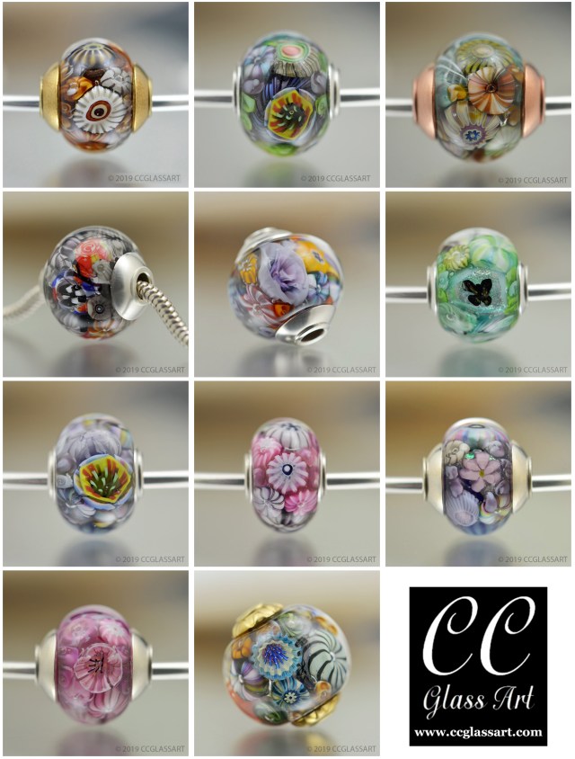 Encased murrini glass art beads