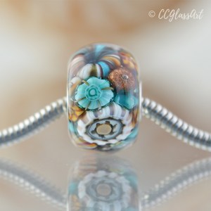 Encased murrini handmade lampwork glass art bead