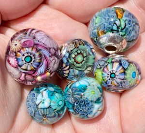 Collection of handmade glass art lampwork beads