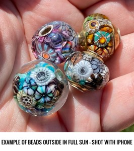 Handmade Lampwork beads with encased murrini
