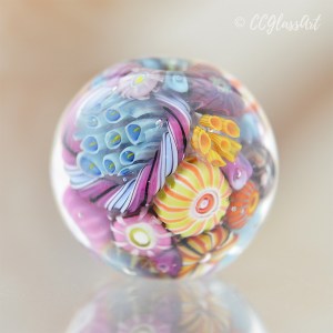 Handmade Glass Art Encased Murrini Marble Style Pendant Bead